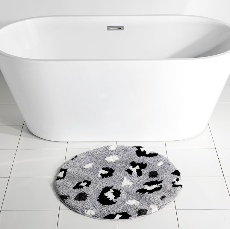 Leopard Bath Mat - Grey