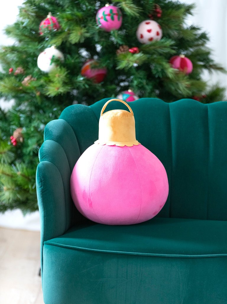 Merry Bauble Large Pillow, Pink