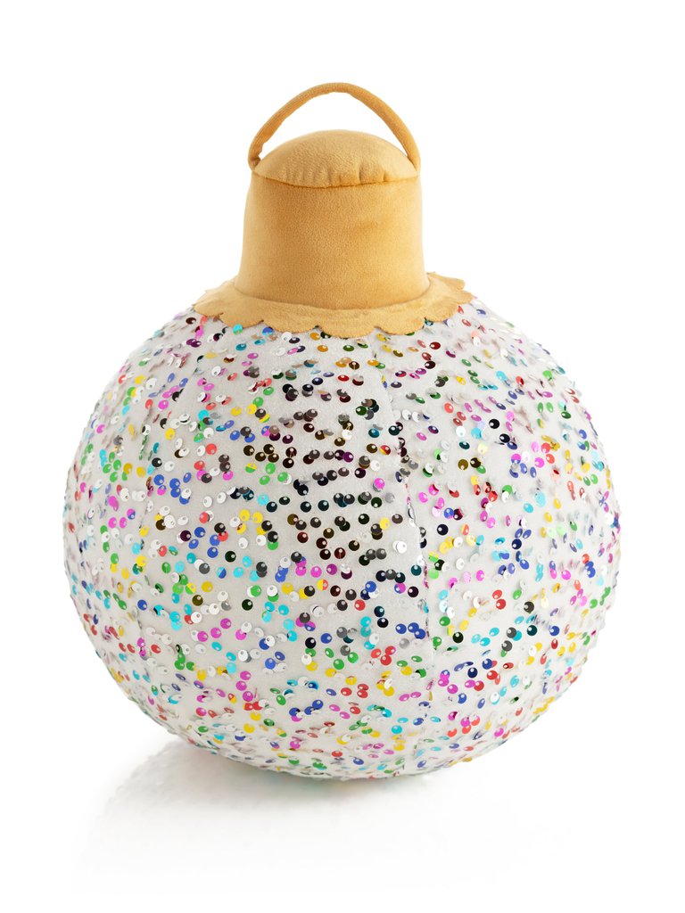 Merry Bauble Sequin Medium Pillow - White