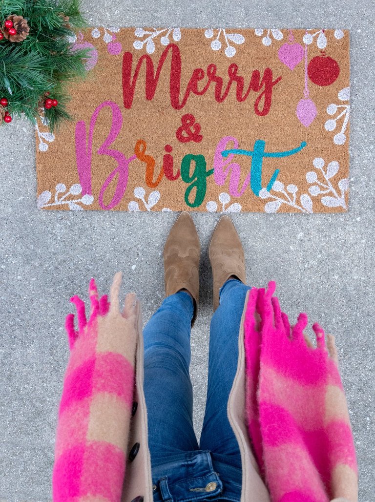 Merry & Bright" Doormat, Multi