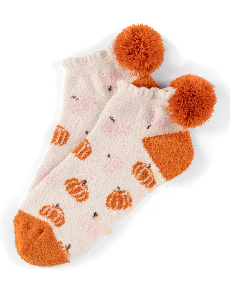 Pumpkin Home Socks, Ivory