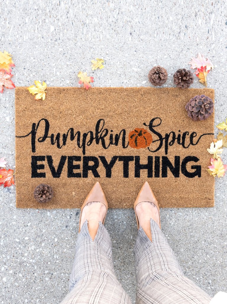 "Pumpkin Spice Everything" Doormat - Natural