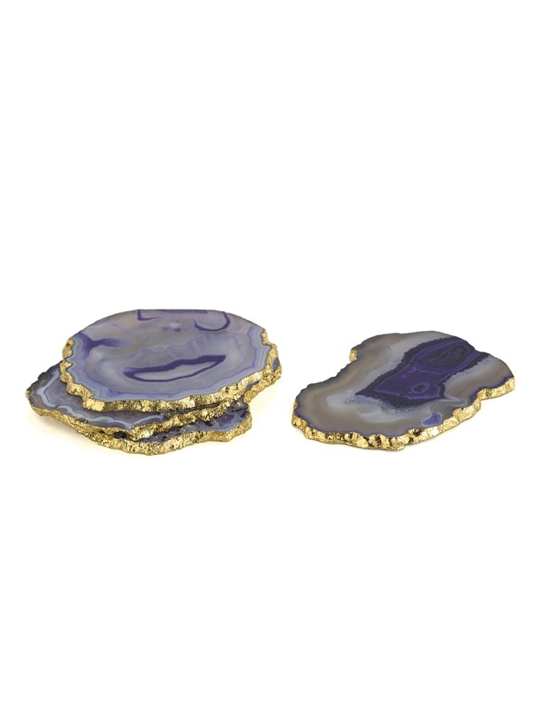 Set Of 4 Agate Coasters - Purple