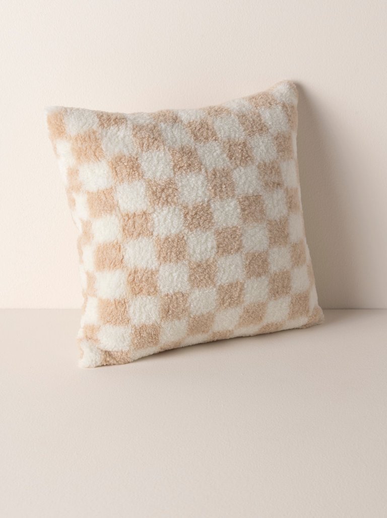 Shiraleah Anya Check Pillow - Tan