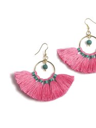 Sonya Fringe Earrings, Pink - Pink