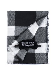 "Wake Me Up For The Booze Cart" Blanket Scarf And Eye Mask Set - Black