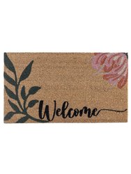 "Welcome" Floral Doormat - Natural