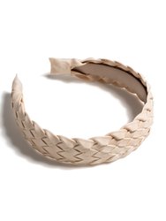 Woven Faux Leather Headband, Ivory