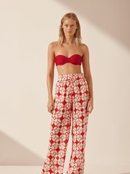 Palmier Relaxed Pant - Ivory-Sailor Red