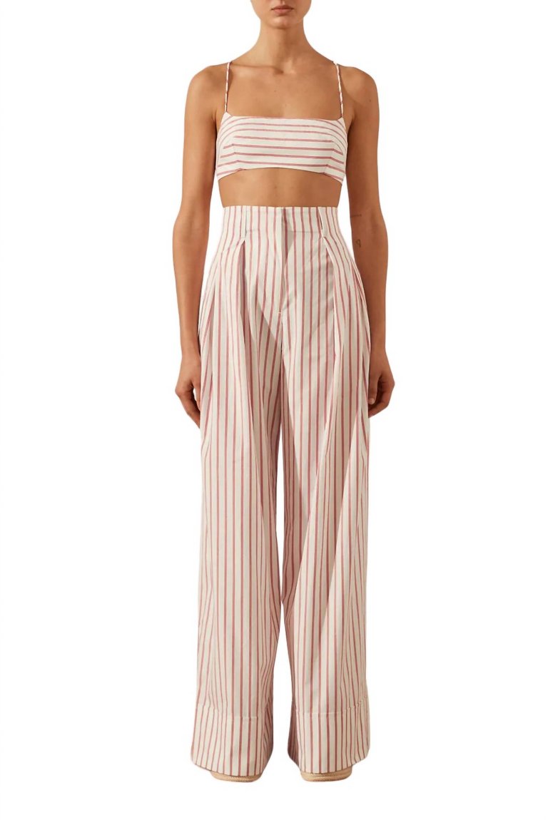 Ribiero High Waisted Relaxed Pants In Ivory/Roma Red - Ivory/Roma Red