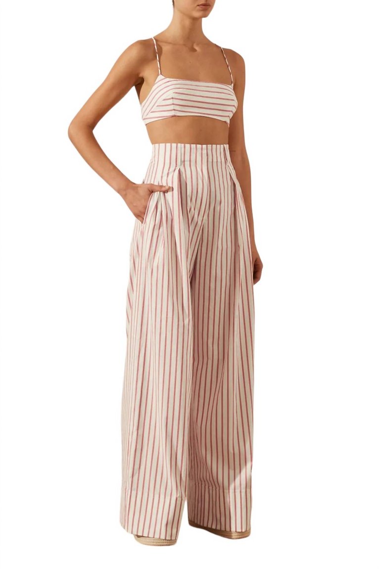 Ribiero High Waisted Relaxed Pants In Ivory/Roma Red