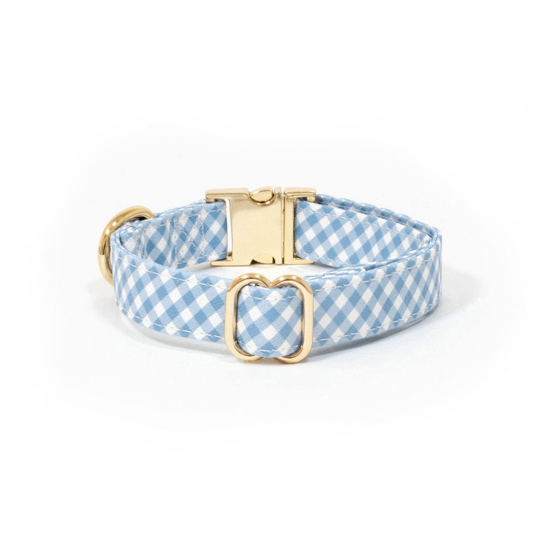 Malibu Blue Gingham Dog Collar