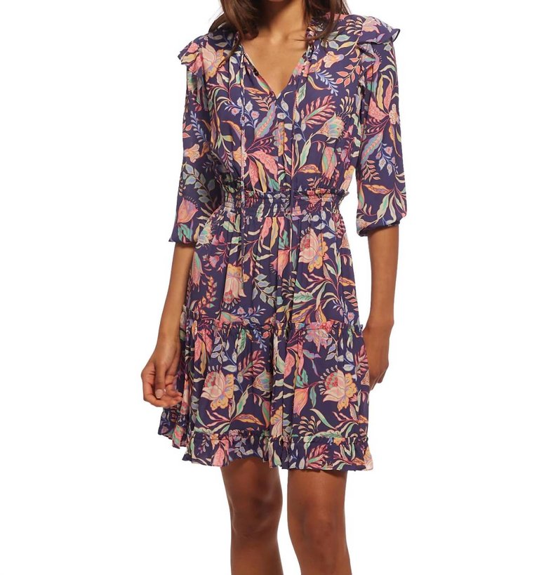 Addison Dress In Navy/pink Multi - Navy/Pink Multi