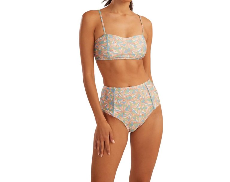 Calypso High Waist Bikini Bottom In Pastel Multi - Pastel Multi