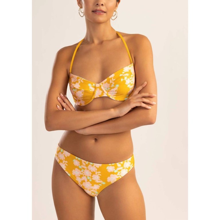 Floral Bra Halter Bikini Top In Sunset Yellow - Sunset Yellow