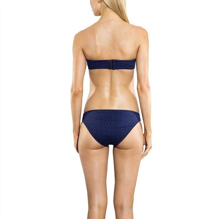 Geo Eyelet Classic Bikini Bottom In Navy