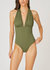 Halter One Piece Swimsuit In Olive - Olive