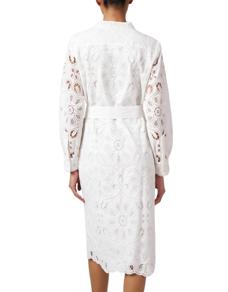 Hollis Eyelet Shirt Dress In Optic White