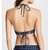 Lace Back Bikini Top In Navy/ivory