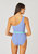 One Shoulder One Piece Swimsuit In Sea Blue/Optic