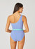 One Shoulder One Piece Swimsuit In Sea Blue/Optic