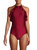 Ruffle Halter One Piece Swimsuit In Syrah - Syrah