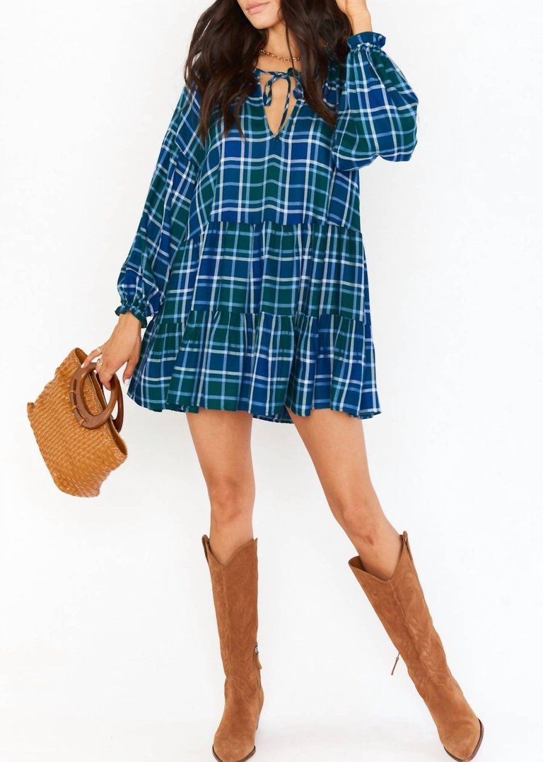 Ainsley Mini Dress - Green Plaid