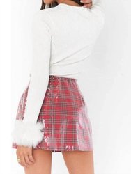 All Night Skort - Red Plaid Sequins