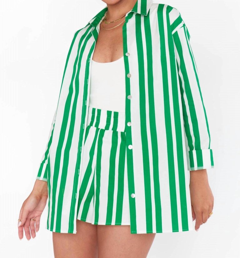 Berman Button Down Top In Center Court Stripe - Center Court Stripe