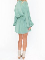 Chloe Collared Dress In Sage Slinky Stretch