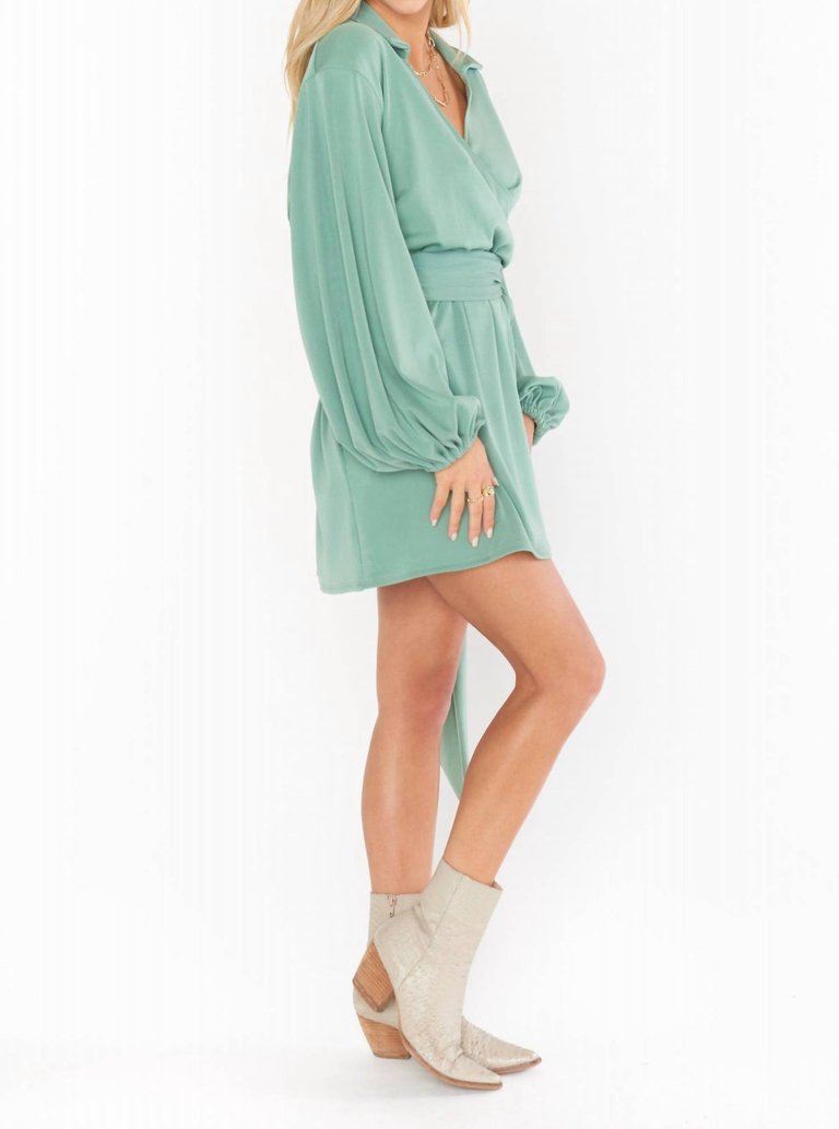 Chloe Collared Dress In Sage Slinky Stretch