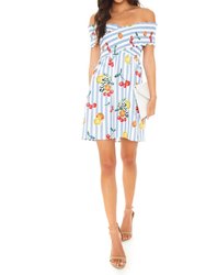 Mandy Smocked Dress In Fruit Basket Stripe Poplin - Fruit Basket Stripe Poplin