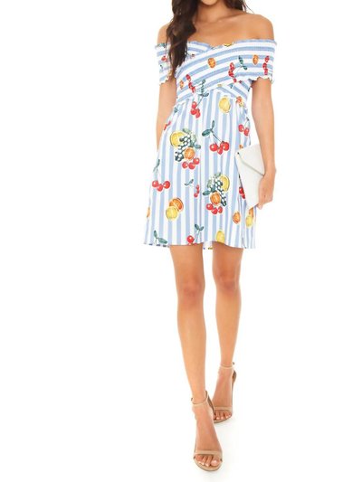 Show Me Your Mumu Mandy Smocked Dress In Fruit Basket Stripe Poplin product