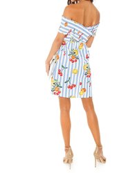 Mandy Smocked Dress In Fruit Basket Stripe Poplin