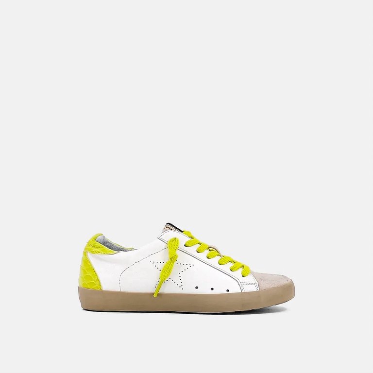 Kid's Mia Sneakers In Lime Snake - Lime Snake