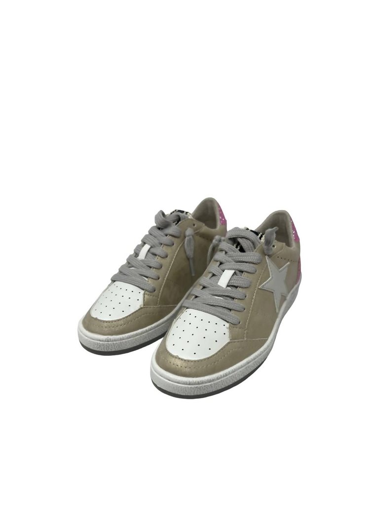 Paz Kids Sneakers In Gold Distressed - Gold Distressed