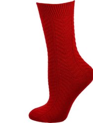 Chevron Pattern Medium Thick Bamboo Crew Socks