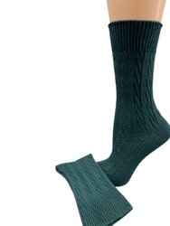 Classic Cable Knit Combed Cotton Crew Socks 2 Pair Pack