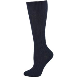 Classic Cable Knit Cotton Knee High Socks 3 Pair Pack