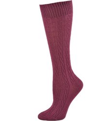 Classic Cable Knit Cotton Knee High Socks 3 Pair Pack