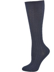 Classic Cable Knit Cotton Knee High Socks 3 Pair Pack