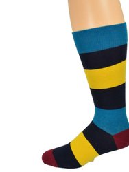 Combed Cotton Colorful Rugby Striped Patterned Men's 3 Pr. Pack Socks