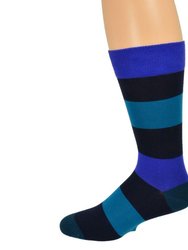 Combed Cotton Colorful Rugby Striped Patterned Men's 3 Pr. Pack Socks