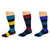 Combed Cotton Colorful Rugby Striped Patterned Men's 3 Pr. Pack Socks - Teal/Burgundy/Olympian Blue