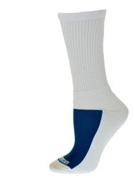 Cotton Crew Mesh Top Cushioned Sole Performance Socks - White