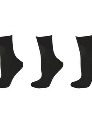 Diabetic/Arthritic Cushioned Cotton Ankle Socks 3 Pack Women Socks - Black