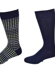Dress Casual 2 Pair Pack Combed Cotton Crew Socks - Navy