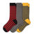 Dress Casual Combed Cotton Crew Diamond Pattern 3 Pair Pack Socks - Yellow/Gray/Red (A1)