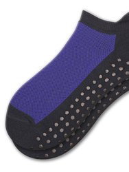 Heel Guard Mesh Top Cotton Anklet High Socks with Non Skid Gripper - Navy