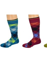 Men's Dress Casual 3 Pair Pack Combed Cotton Crew Argyle Socks